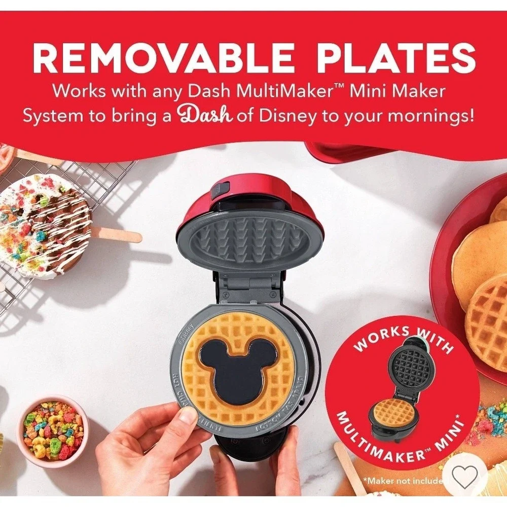3 Pack Disney Removable Mini Waffle‎ Maker Plates 1-Moana 2-Mickey Minnie Mouse